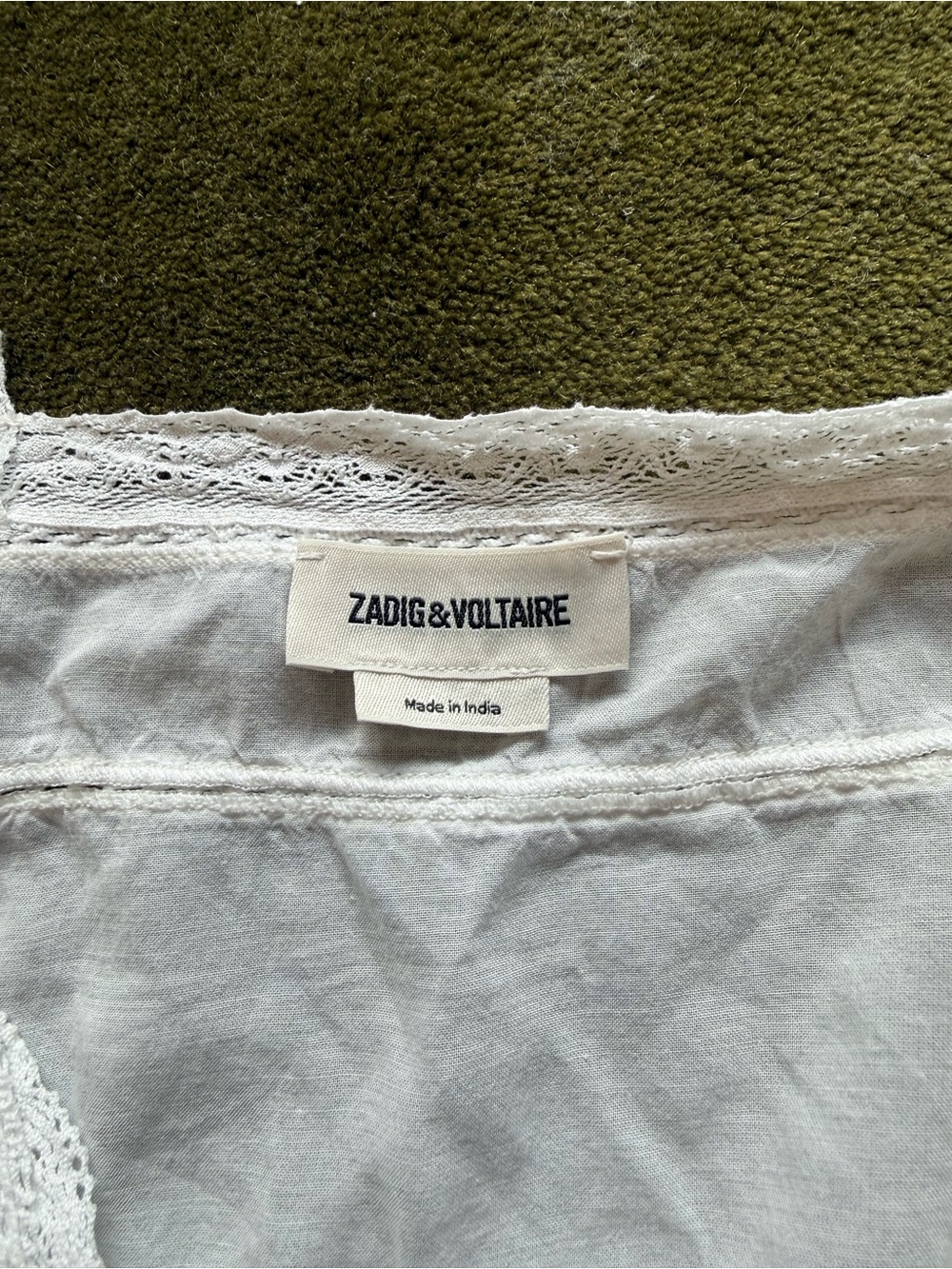 Zadig & Voltaire White Lace-Trim Cotton Chemise Top - Picture 5 of 7